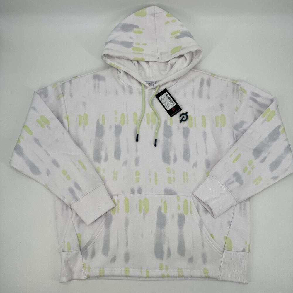 Peloton Chic Tie-Dye Pullover Women Hoodie - White/Green - L - MSRP $98